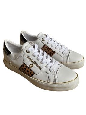 GBG Los Angeles Leopard Print Lace-up Sneakers Women's Size 10 White Y2K Retro
